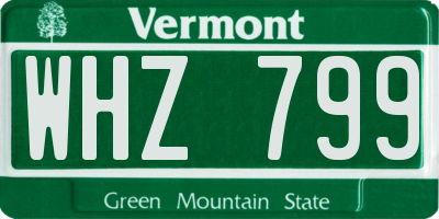 VT license plate WHZ799