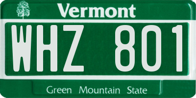 VT license plate WHZ801