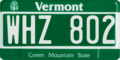 VT license plate WHZ802