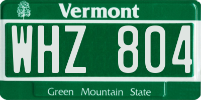 VT license plate WHZ804