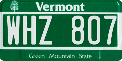 VT license plate WHZ807