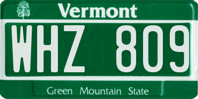 VT license plate WHZ809