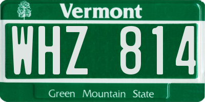 VT license plate WHZ814