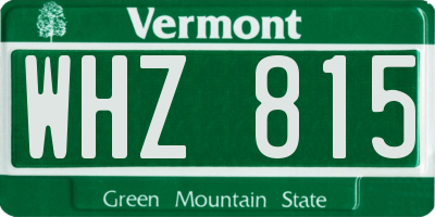 VT license plate WHZ815