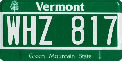 VT license plate WHZ817