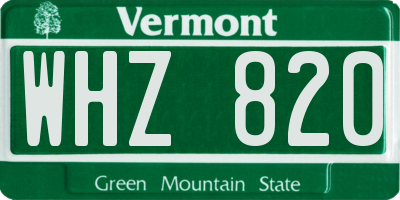 VT license plate WHZ820