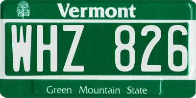 VT license plate WHZ826