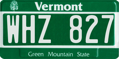 VT license plate WHZ827