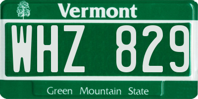 VT license plate WHZ829