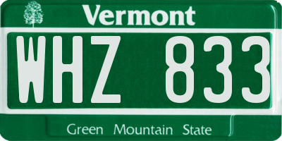 VT license plate WHZ833