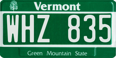 VT license plate WHZ835