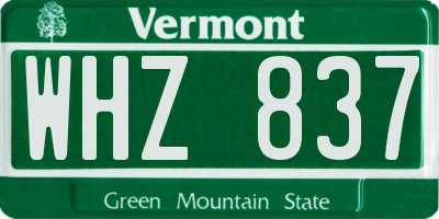 VT license plate WHZ837