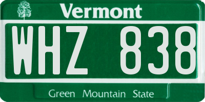 VT license plate WHZ838