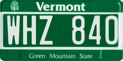 VT license plate WHZ840