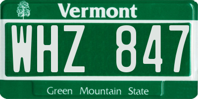 VT license plate WHZ847