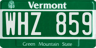 VT license plate WHZ859
