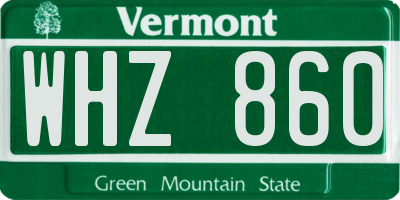 VT license plate WHZ860
