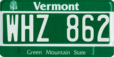 VT license plate WHZ862