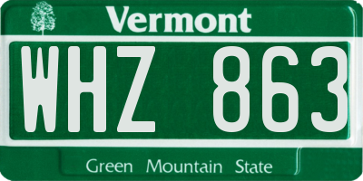 VT license plate WHZ863
