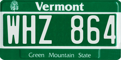 VT license plate WHZ864