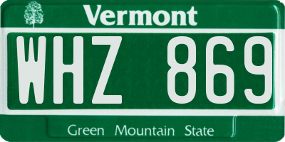VT license plate WHZ869
