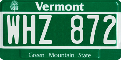VT license plate WHZ872