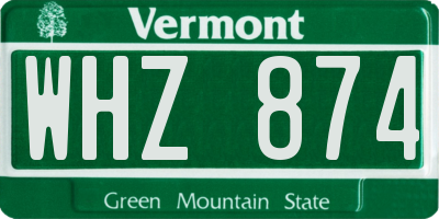 VT license plate WHZ874