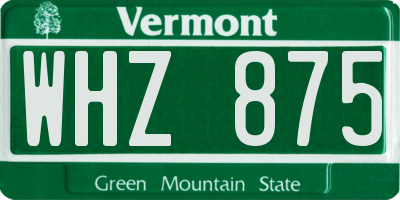 VT license plate WHZ875