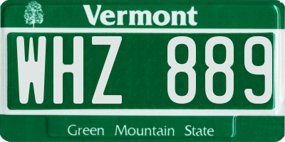 VT license plate WHZ889