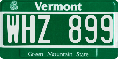 VT license plate WHZ899