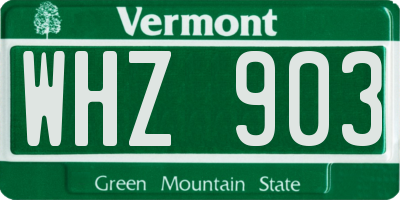VT license plate WHZ903