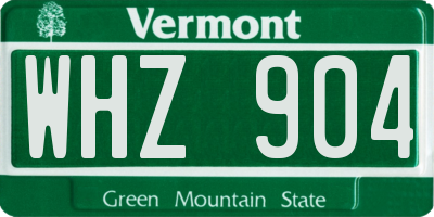VT license plate WHZ904