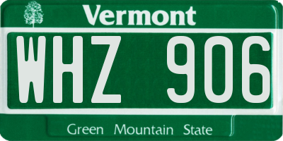 VT license plate WHZ906