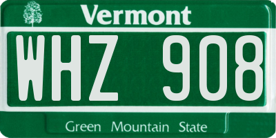 VT license plate WHZ908