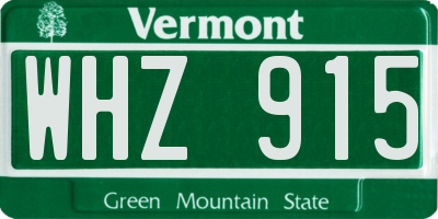 VT license plate WHZ915