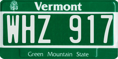 VT license plate WHZ917