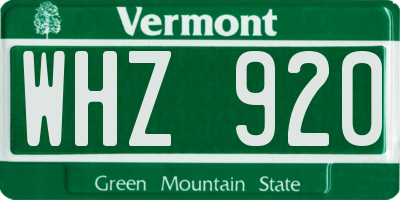 VT license plate WHZ920