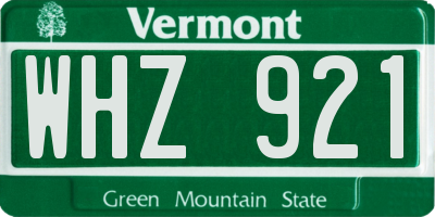 VT license plate WHZ921