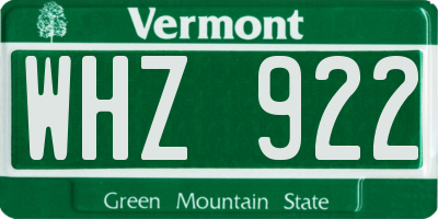 VT license plate WHZ922