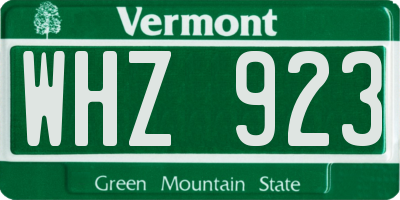 VT license plate WHZ923