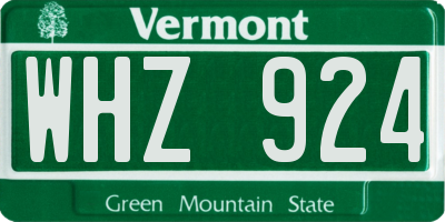 VT license plate WHZ924