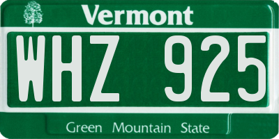 VT license plate WHZ925