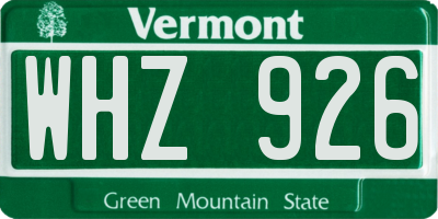 VT license plate WHZ926