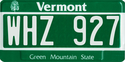 VT license plate WHZ927