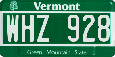 VT license plate WHZ928