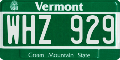VT license plate WHZ929