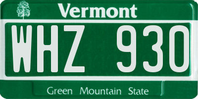 VT license plate WHZ930
