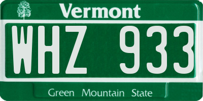 VT license plate WHZ933
