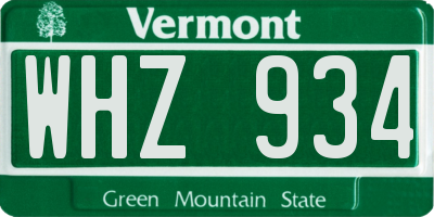 VT license plate WHZ934