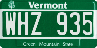 VT license plate WHZ935